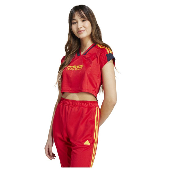 Adidas Γυναικεία κοντομάνικη μπλούζα Tiro Cut 3-Stripes Cropped Tee